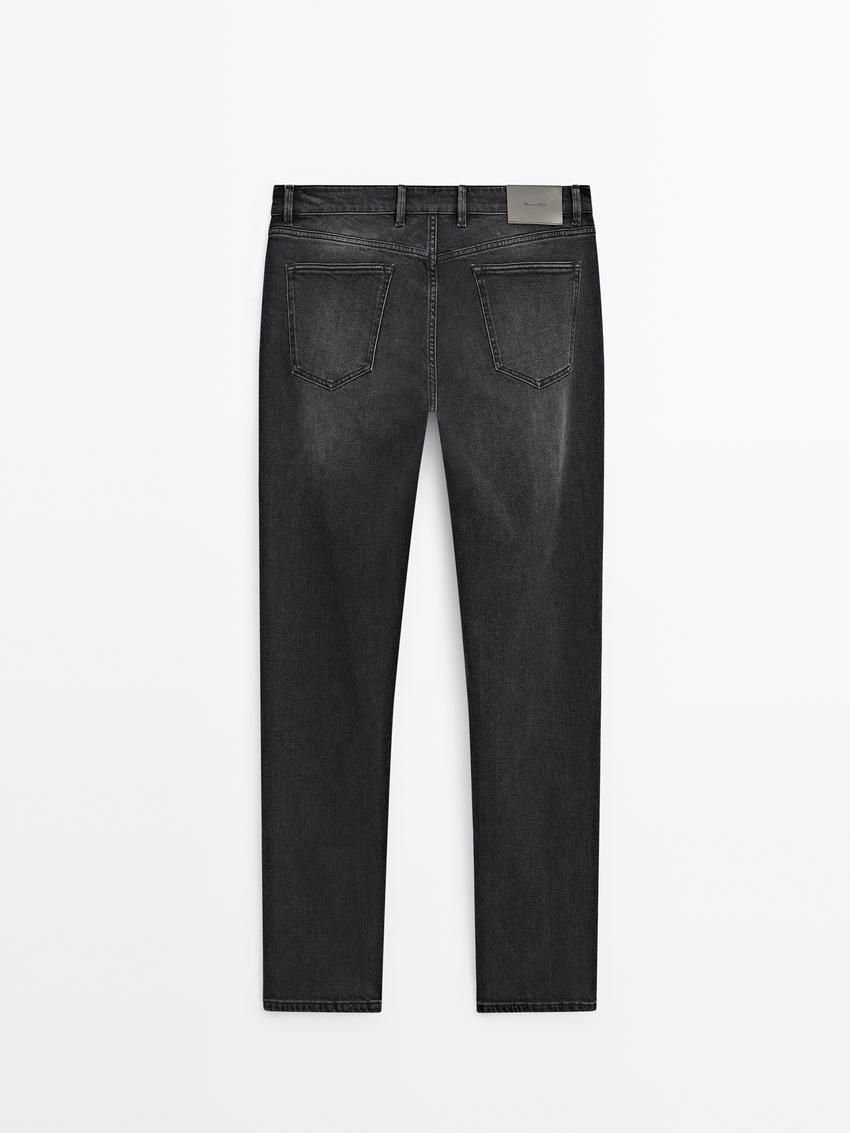 Massimo Dutti Cotton Blend Slim Fit Men Jeans Dark Grey | US-IW7419860