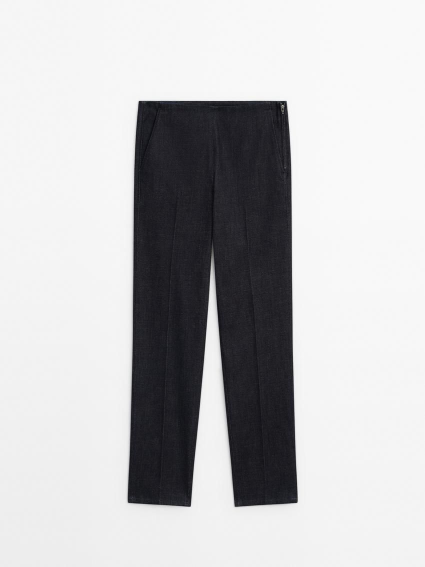 Massimo Dutti Cotton Blend Slim Fit Women Jeans Black | US-BK7630912