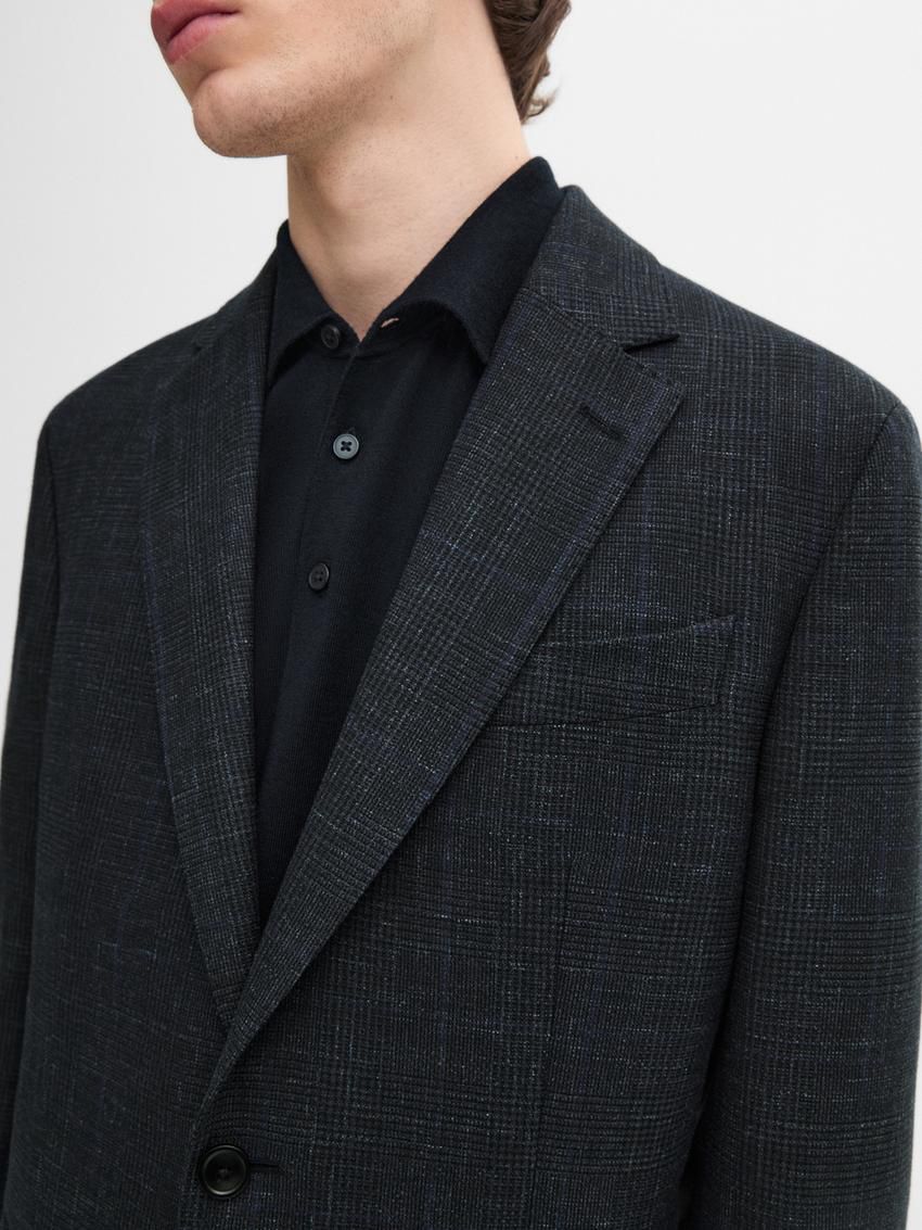 Massimo Dutti Cotton Blend Smart Men Blazer Navy | US-FA7395261