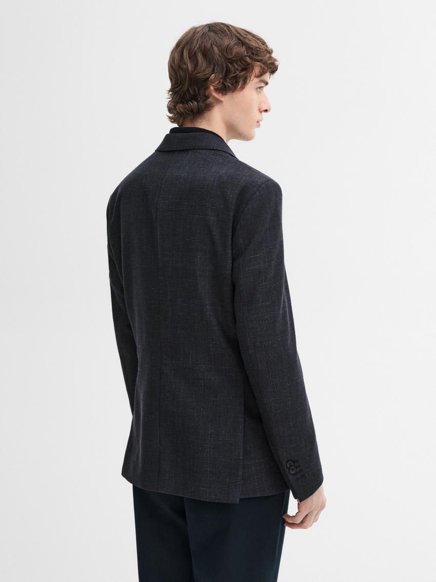 Massimo Dutti Cotton Blend Smart Men Blazer Navy | US-FA7395261