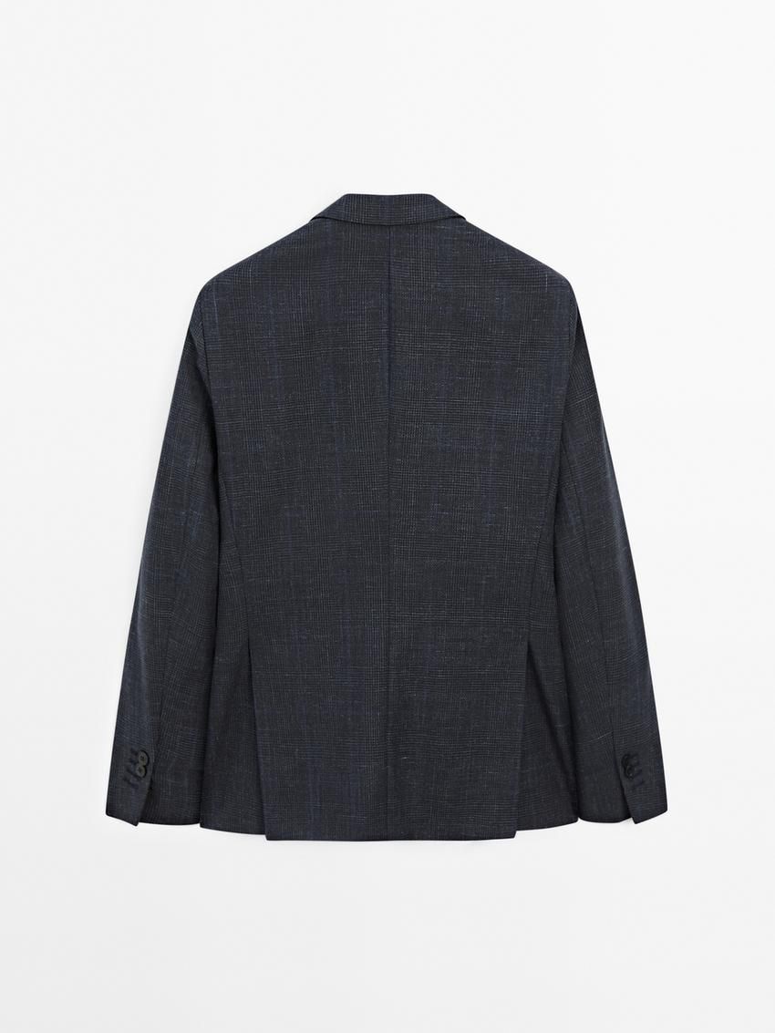 Massimo Dutti Cotton Blend Smart Men Blazer Navy | US-FA7395261