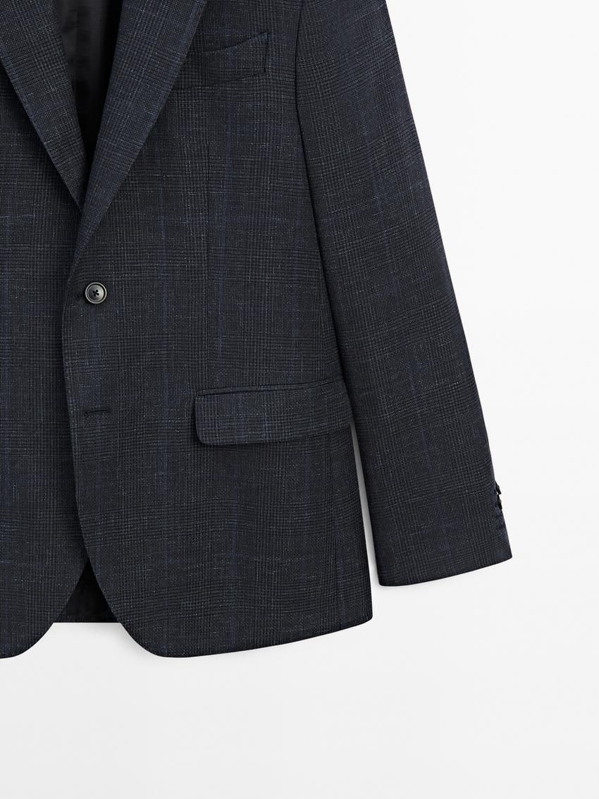 Massimo Dutti Cotton Blend Smart Men Blazer Navy | US-FA7395261