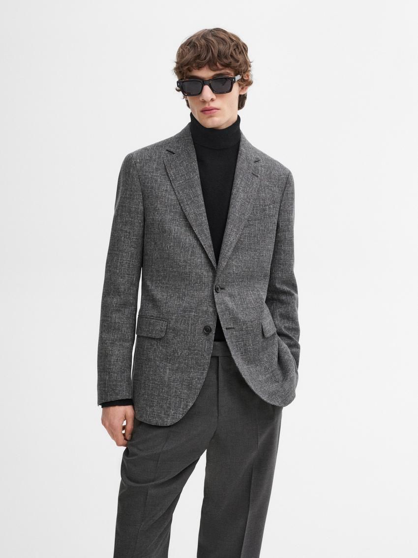 Massimo Dutti Cotton Blend Smart Men Blazer Grey | US-SF6729483