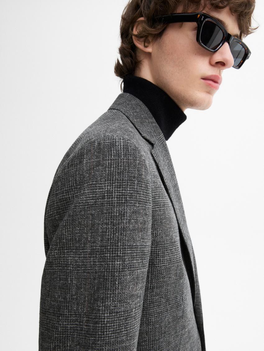 Massimo Dutti Cotton Blend Smart Men Blazer Grey | US-SF6729483