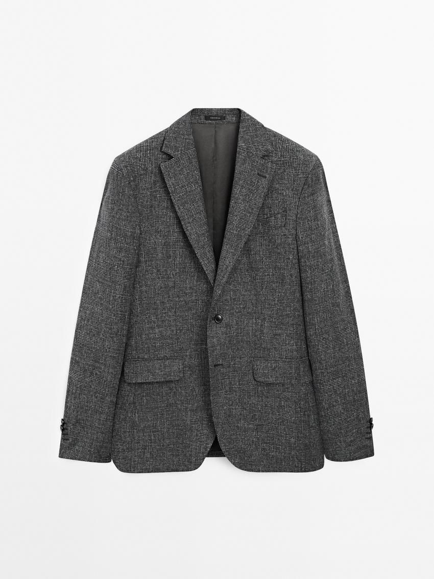 Massimo Dutti Cotton Blend Smart Men Blazer Grey | US-SF6729483