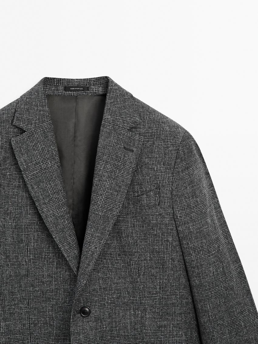 Massimo Dutti Cotton Blend Smart Men Blazer Grey | US-SF6729483