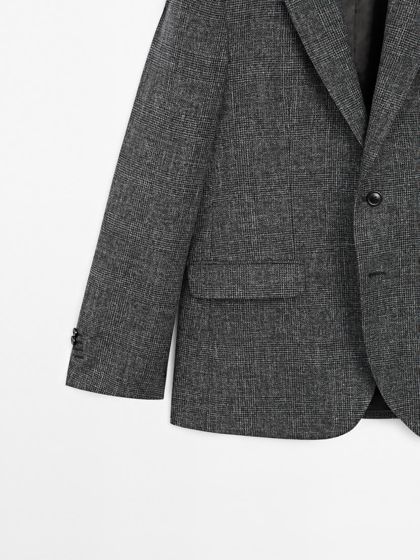 Massimo Dutti Cotton Blend Smart Men Blazer Grey | US-SF6729483