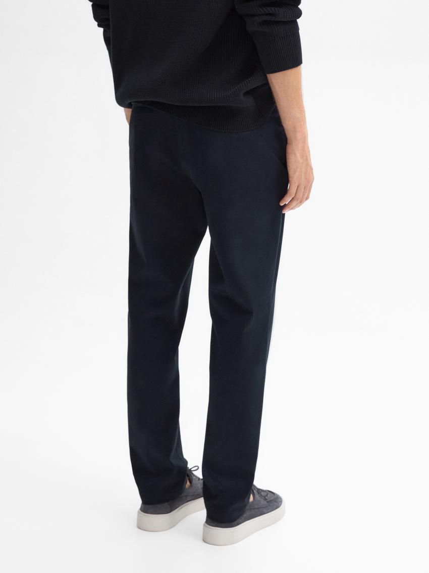 Massimo Dutti Cotton Blend Tapered Fit Men Trousers Navy | US-XP3496158
