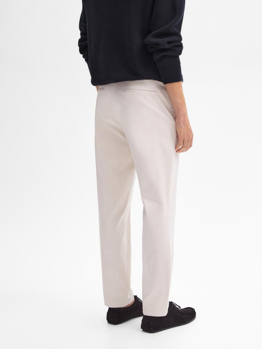 Massimo Dutti Cotton Blend Tapered Fit Men Trousers Beige | US-IY2841657