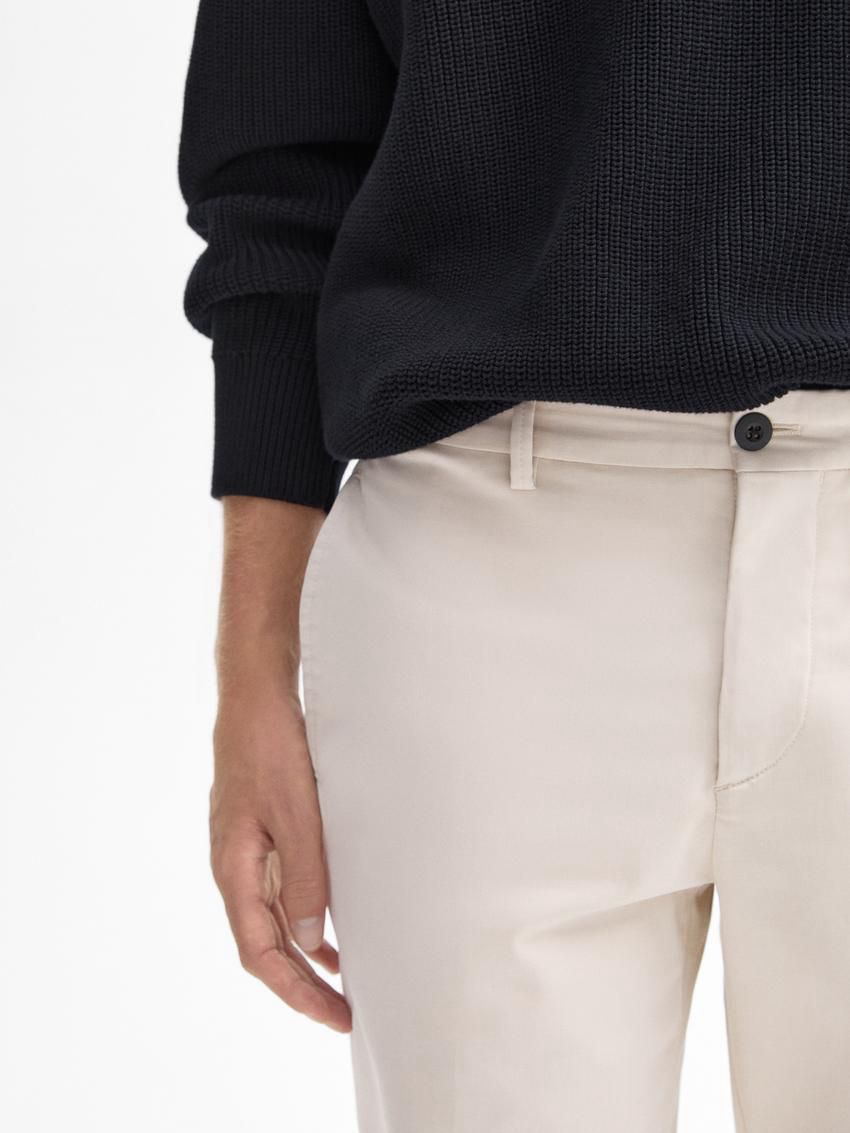 Massimo Dutti Cotton Blend Tapered Fit Men Trousers Beige | US-IY2841657
