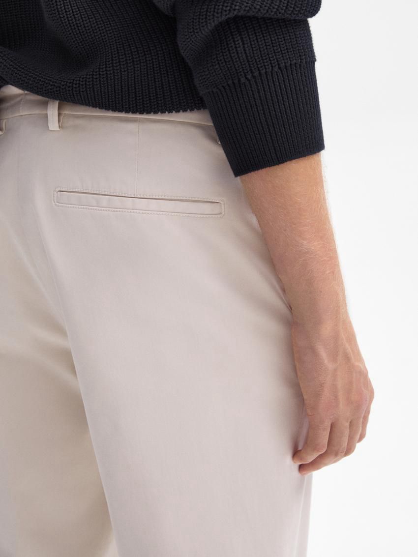 Massimo Dutti Cotton Blend Tapered Fit Men Trousers Beige | US-IY2841657