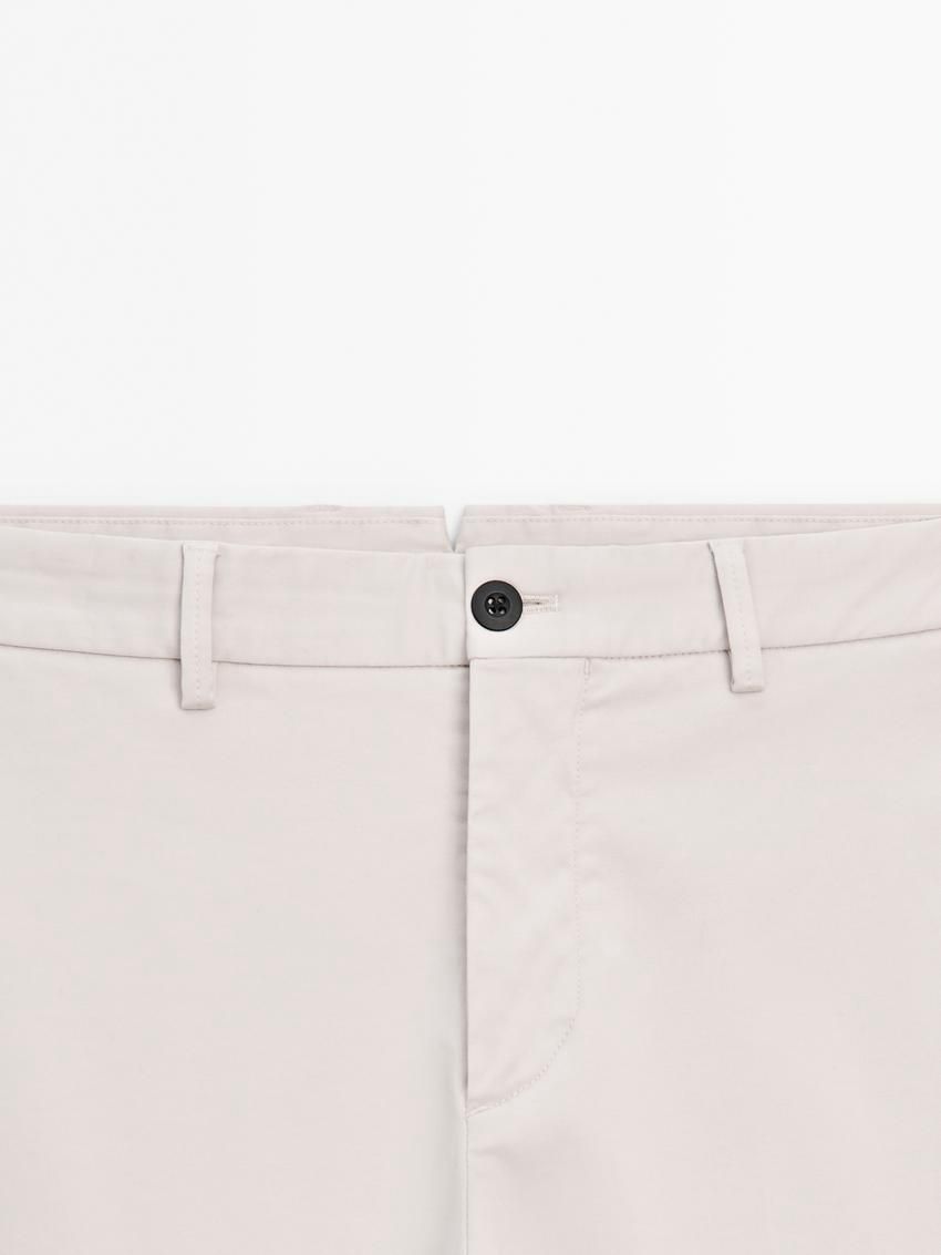 Massimo Dutti Cotton Blend Tapered Fit Men Trousers Beige | US-IY2841657