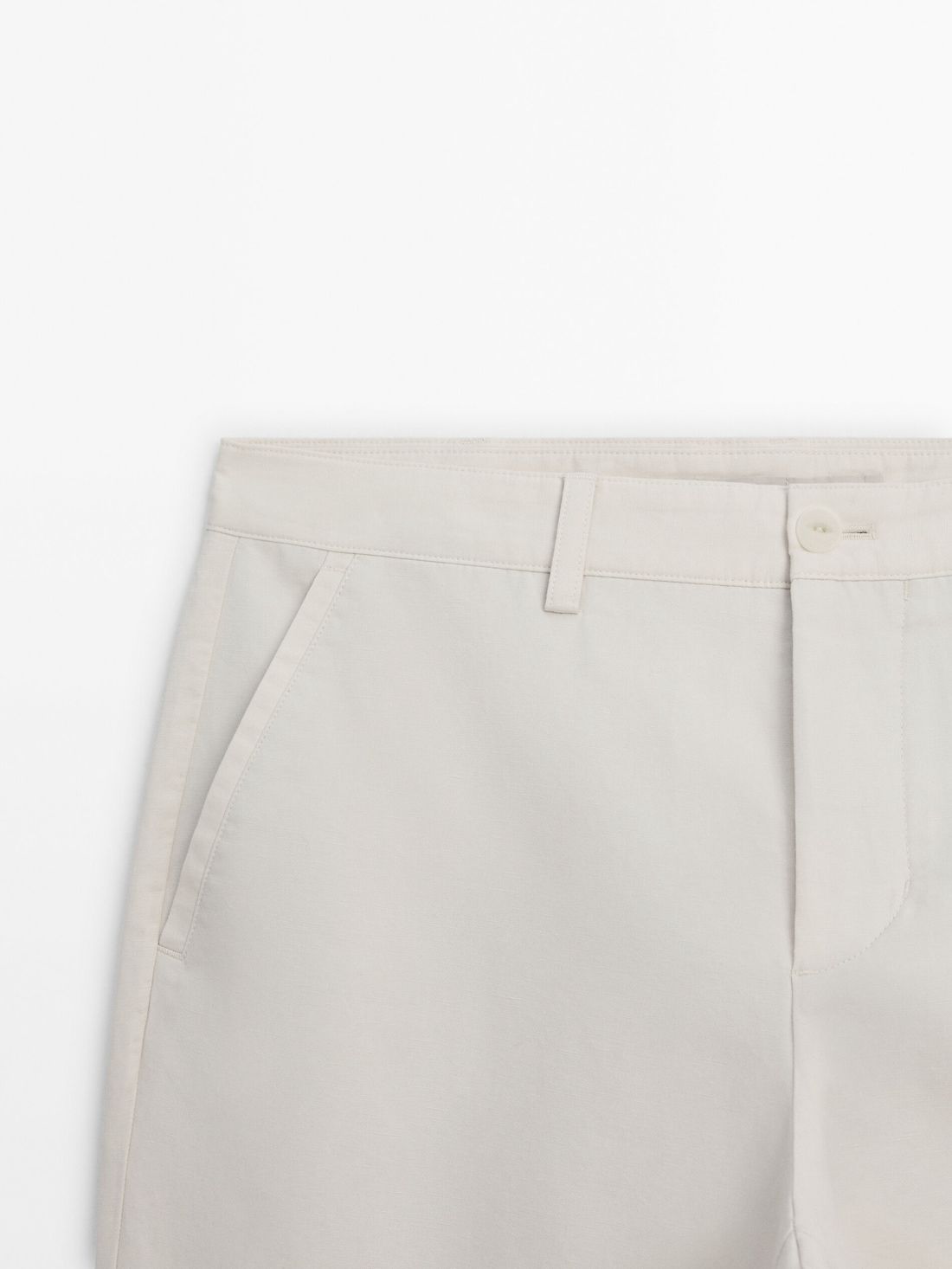 Massimo Dutti Cotton Blend Tapered Fit Men Trousers Beige | US-RO7194583