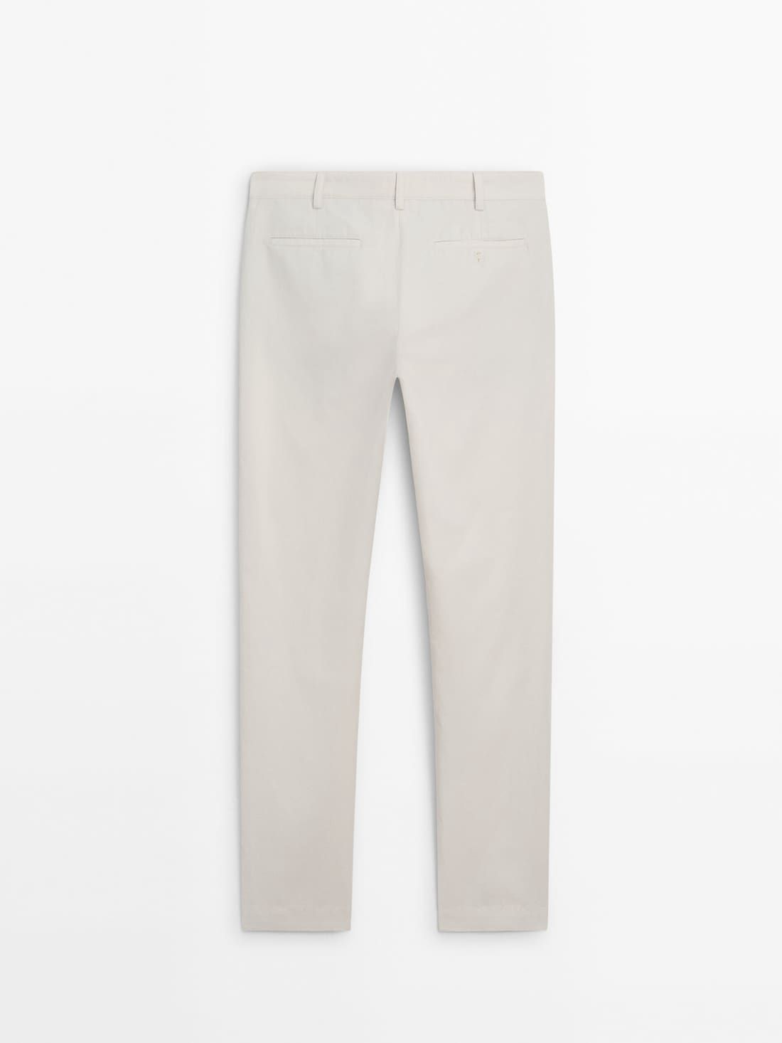 Massimo Dutti Cotton Blend Tapered Fit Men Trousers Beige | US-RO7194583