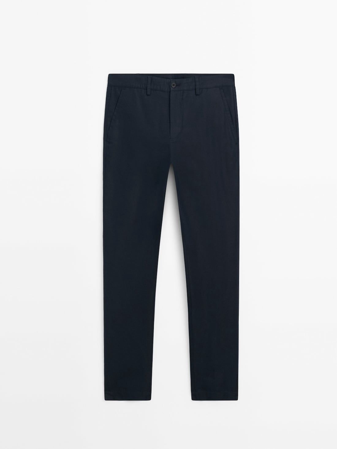 Massimo Dutti Cotton Blend Tapered Fit Men Trousers Navy | US-KI4930268