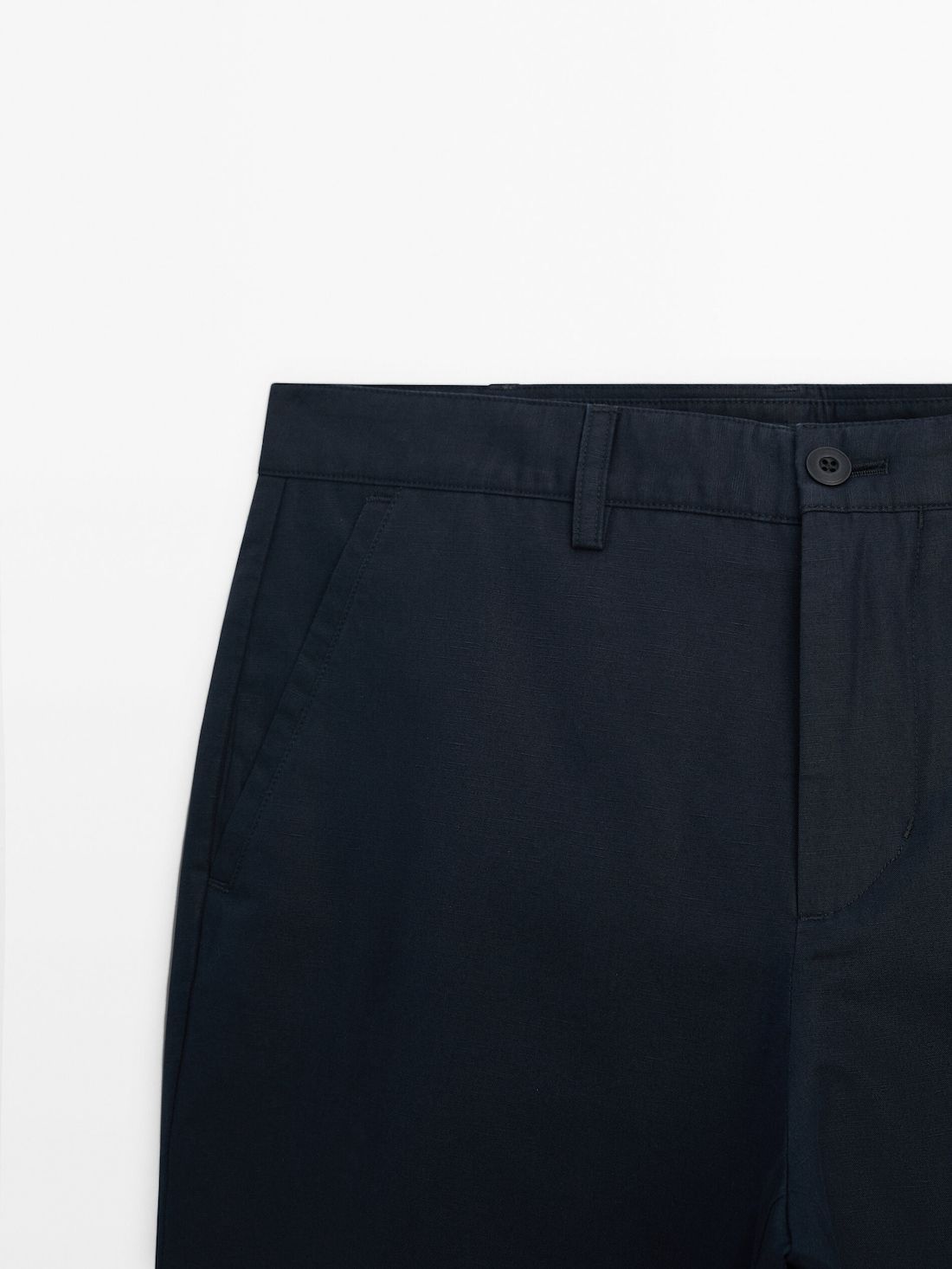 Massimo Dutti Cotton Blend Tapered Fit Men Trousers Navy | US-KI4930268