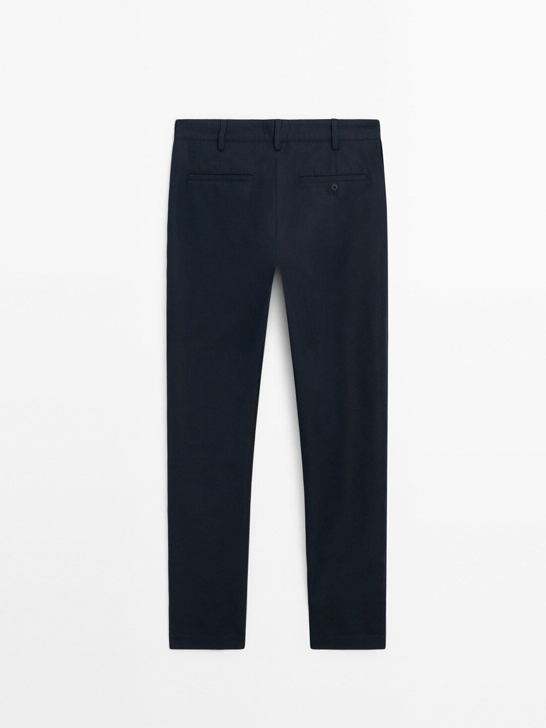 Massimo Dutti Cotton Blend Tapered Fit Men Trousers Navy | US-KI4930268