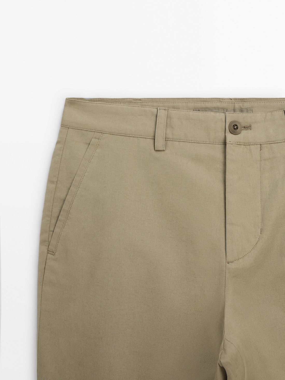 Massimo Dutti Cotton Blend Tapered Fit Men Trousers Khaki | US-QZ7452819