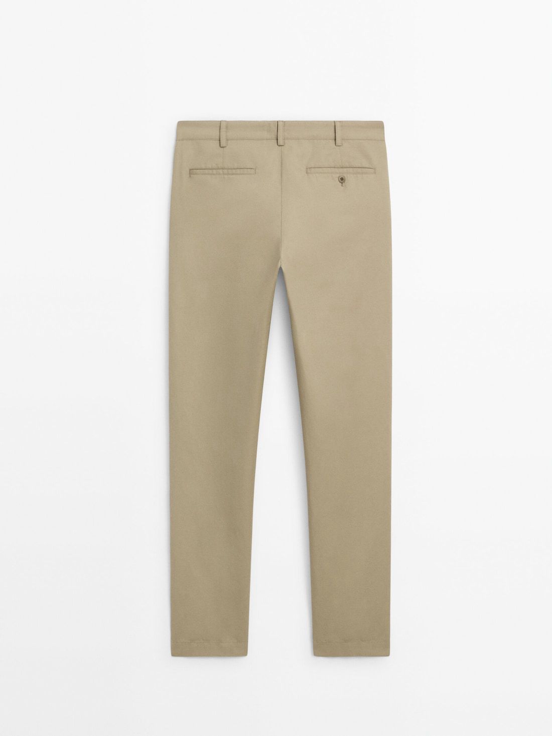 Massimo Dutti Cotton Blend Tapered Fit Men Trousers Khaki | US-QZ7452819