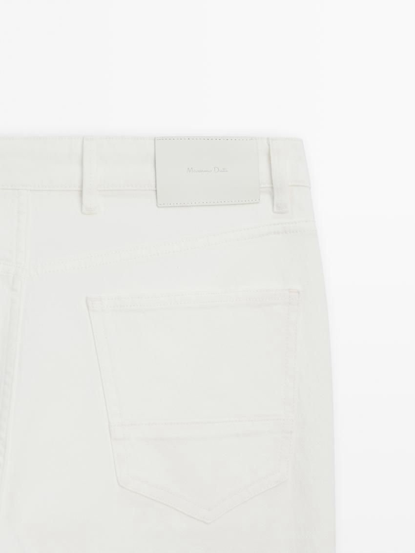 Massimo Dutti Cotton Blend Tapered Fit Men Jeans Cream | US-KQ0785423