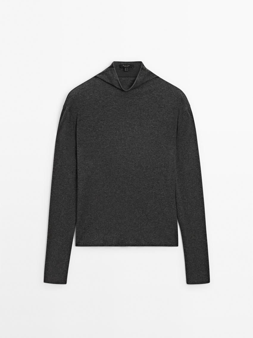 Massimo Dutti Cotton Blend Turtleneck Women T-Shirt Dark Grey | US-GL9671542