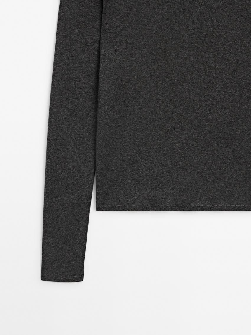 Massimo Dutti Cotton Blend Turtleneck Women T-Shirt Dark Grey | US-GL9671542