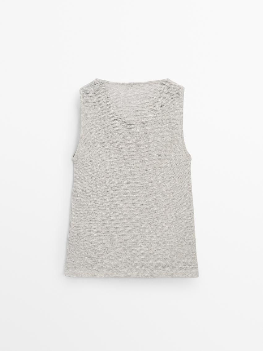 Massimo Dutti Cotton Blend With Cowl Neckline Women Top Light Grey | US-YS7804961