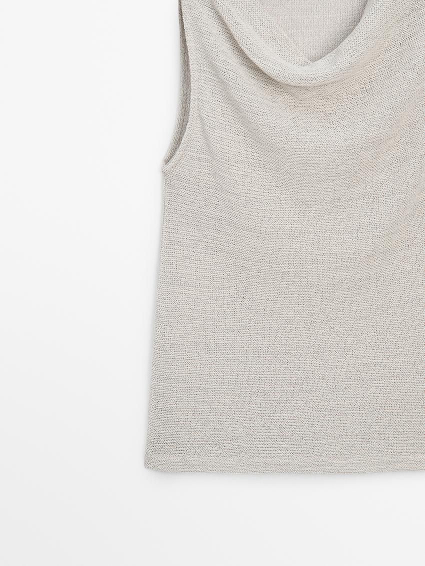 Massimo Dutti Cotton Blend With Cowl Neckline Women Top Light Grey | US-YS7804961