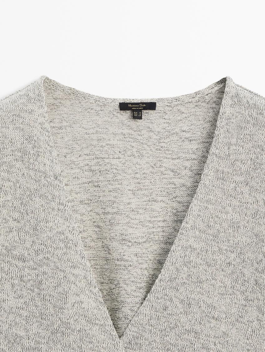 Massimo Dutti Cotton Blend With Lace Belt Women Top Grey | US-MV6087491