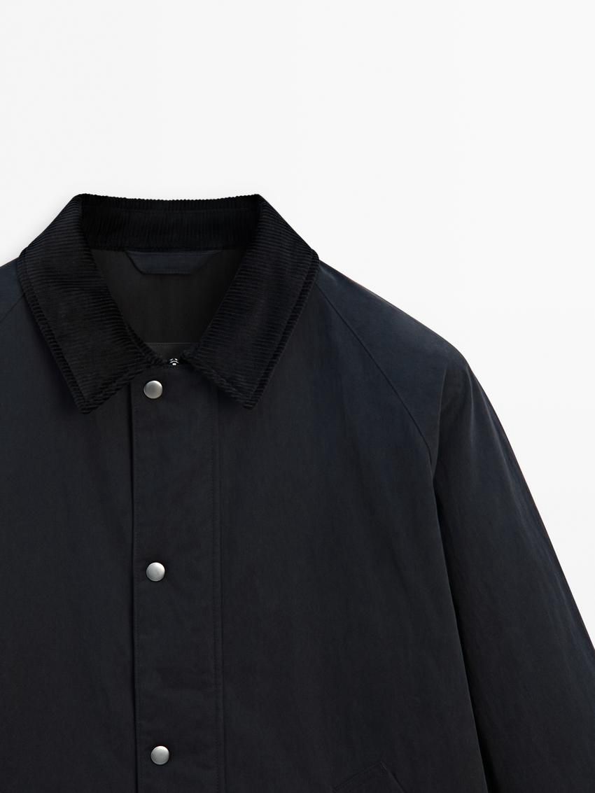 Massimo Dutti Cotton Blend With Snap Buttons Men Bomber Jacket Navy | US-NF9173560