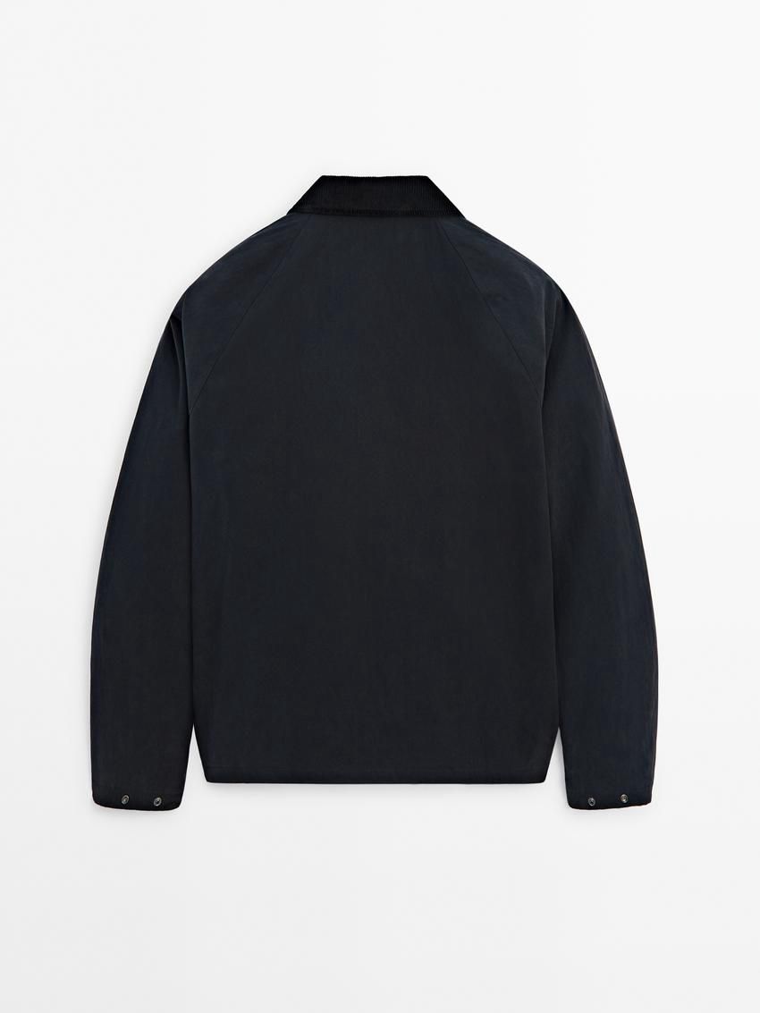 Massimo Dutti Cotton Blend With Snap Buttons Men Bomber Jacket Navy | US-NF9173560