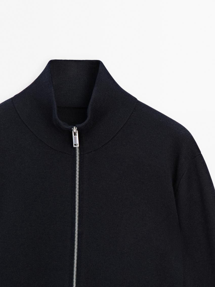 Massimo Dutti Cotton Blend Zip-up Women Jacket Navy | US-CG2135608