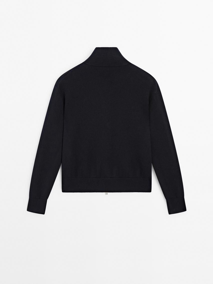 Massimo Dutti Cotton Blend Zip-up Women Jacket Navy | US-CG2135608