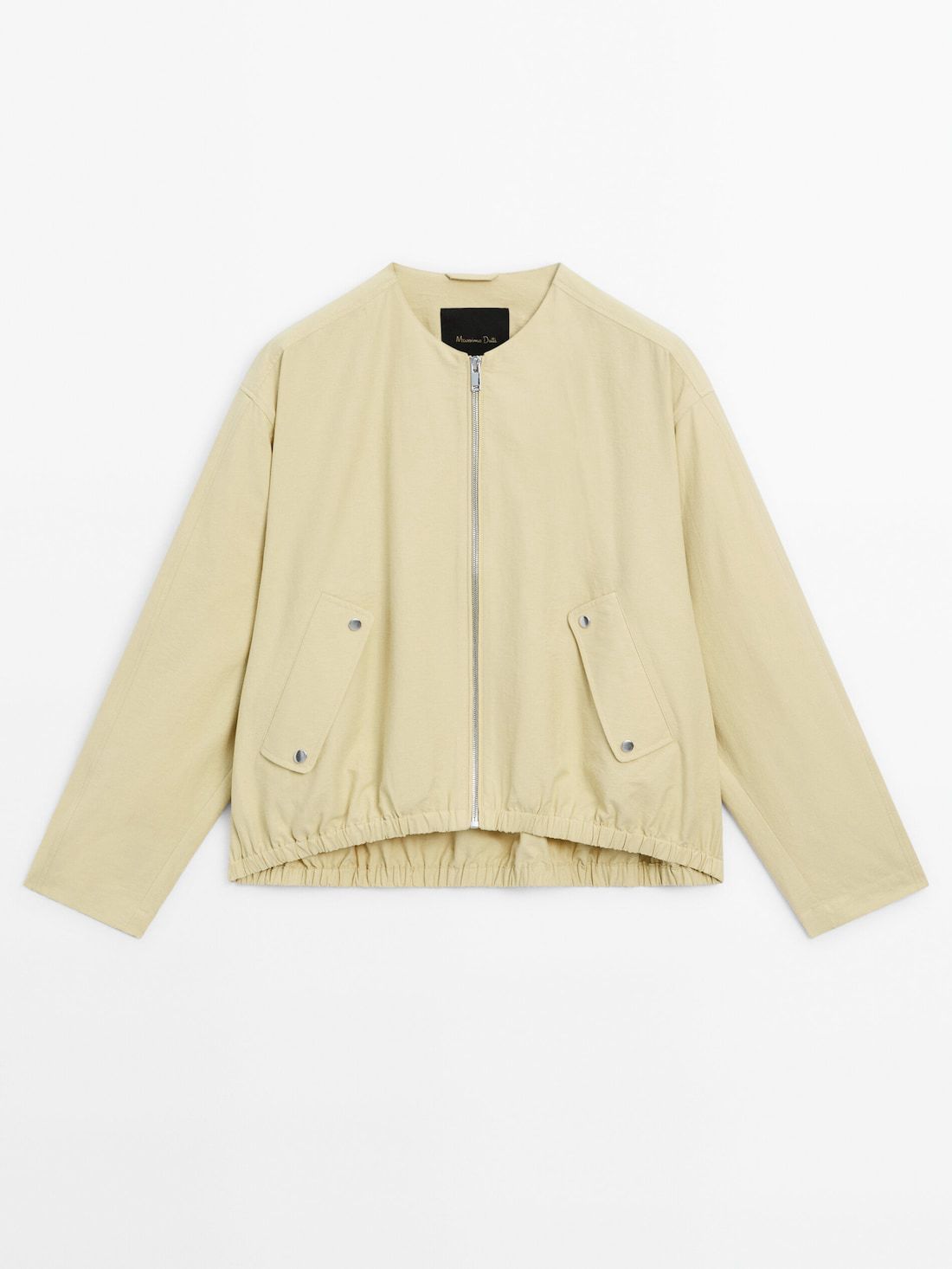 Massimo Dutti Cotton Blendwith Snap-button Pockets Women Bomber Jacket Yellow | US-FX7032496