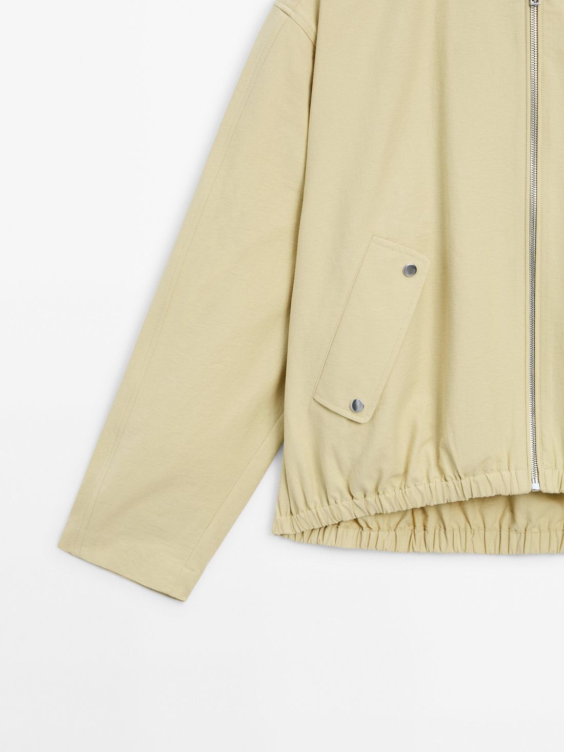 Massimo Dutti Cotton Blendwith Snap-button Pockets Women Bomber Jacket Yellow | US-FX7032496