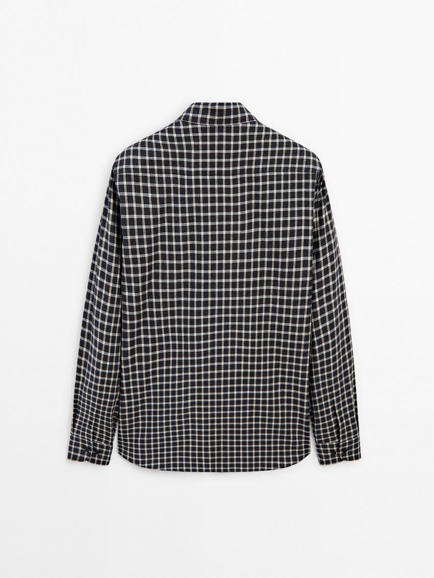 Massimo Dutti Cotton Check Men Shirts Navy / Grey | US-YA7509428