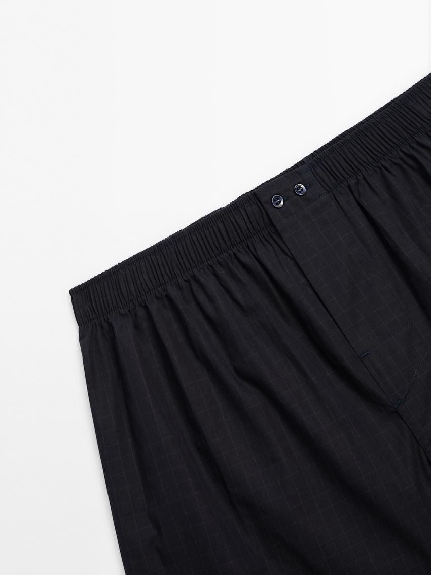 Massimo Dutti Cotton Check Men Underwear Navy | US-KV0657218