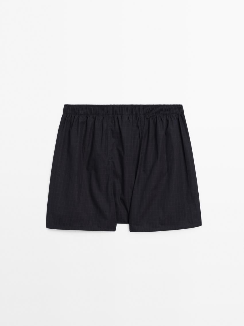 Massimo Dutti Cotton Check Men Underwear Navy | US-KV0657218