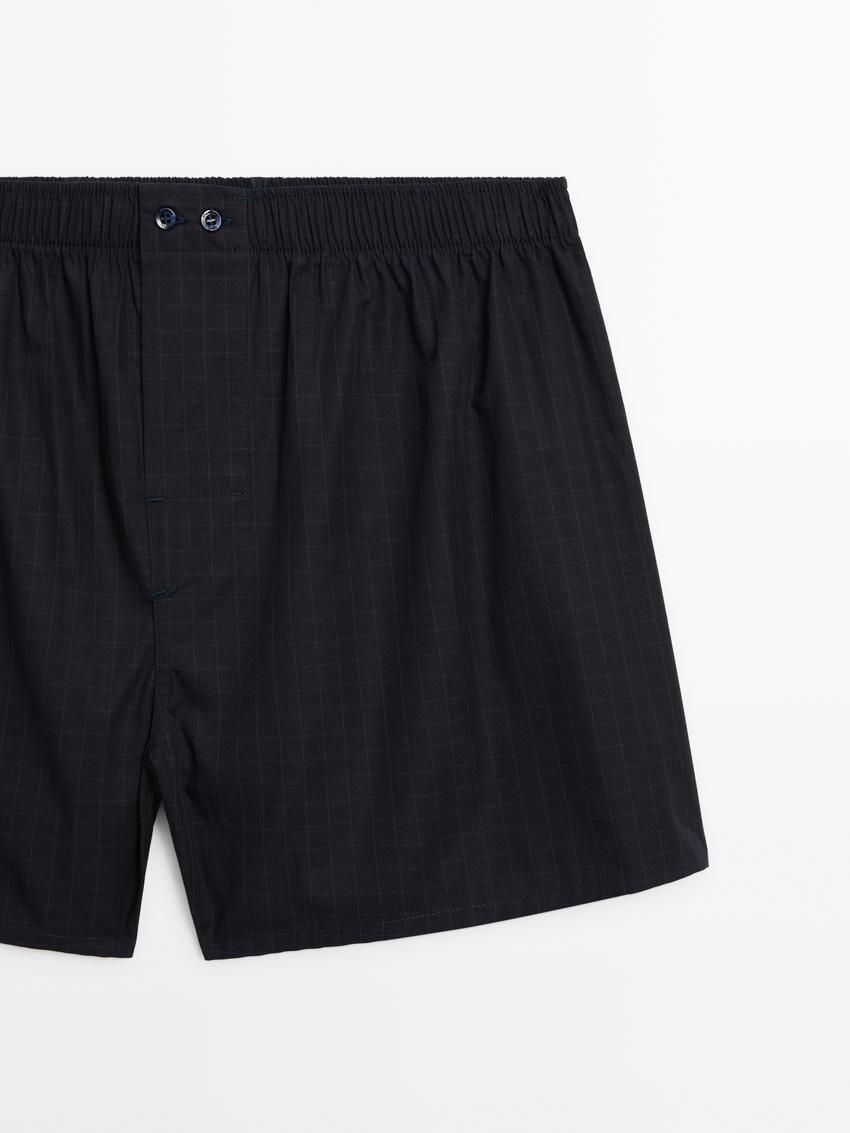 Massimo Dutti Cotton Check Men Underwear Navy | US-KV0657218