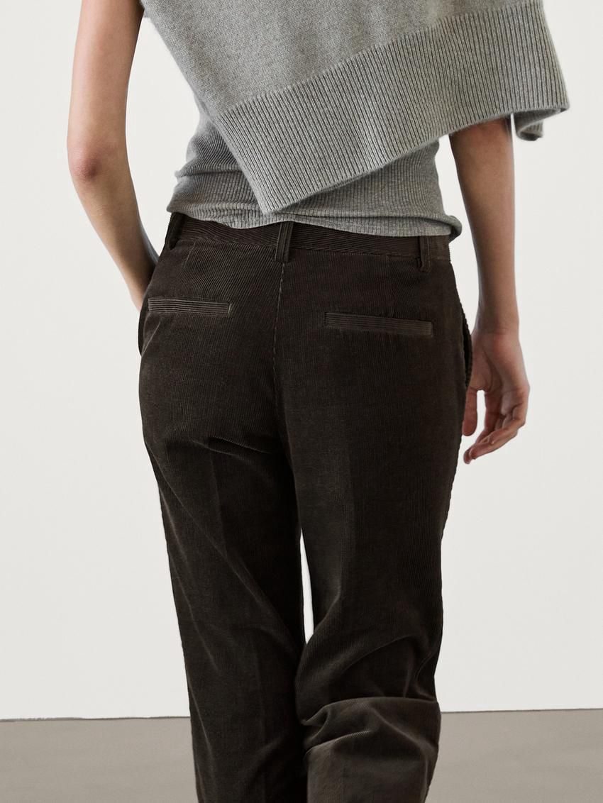 Massimo Dutti Cotton Corduroy Flare Women Trousers Chocolate | US-LW0394516