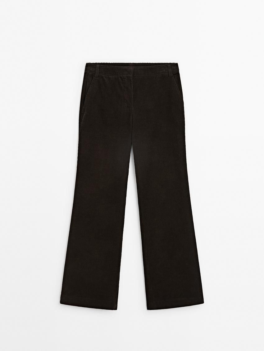 Massimo Dutti Cotton Corduroy Flare Women Trousers Chocolate | US-LW0394516