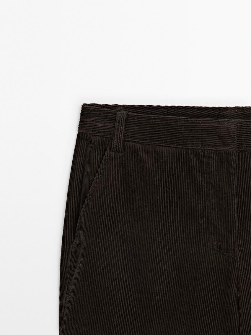 Massimo Dutti Cotton Corduroy Flare Women Trousers Chocolate | US-LW0394516