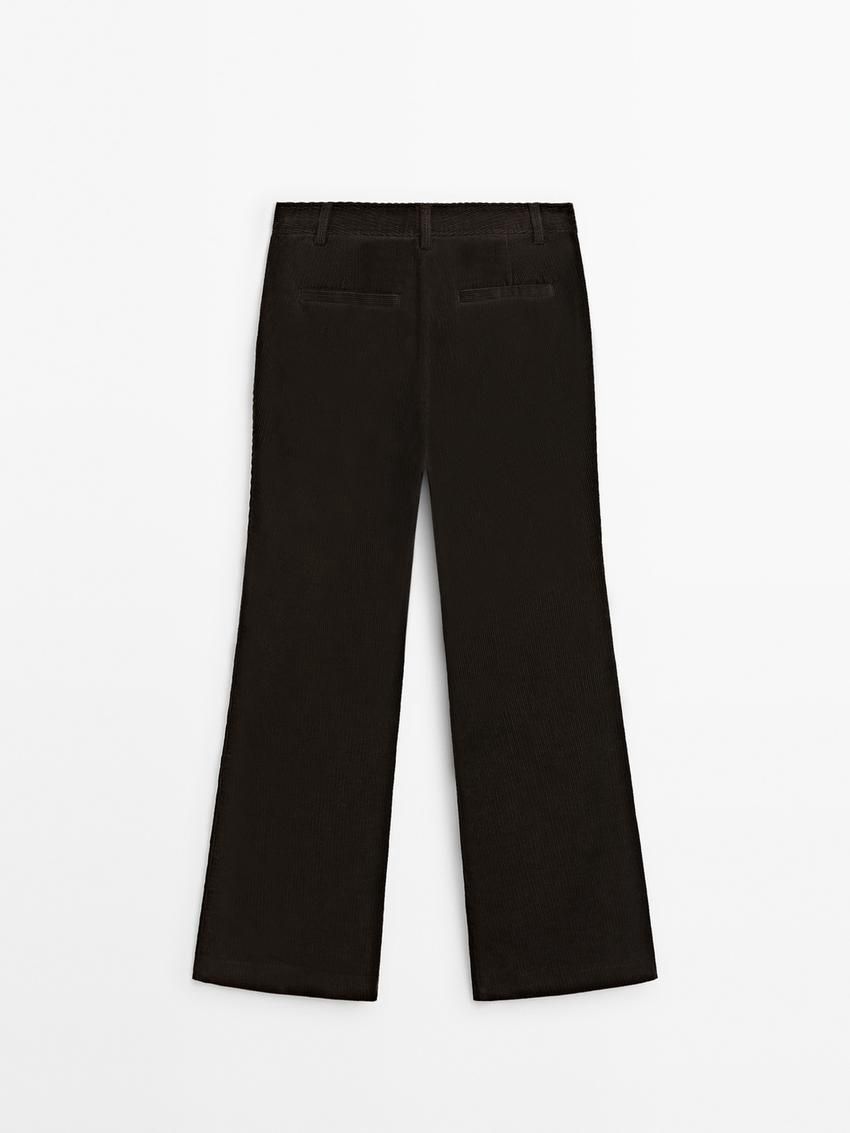 Massimo Dutti Cotton Corduroy Flare Women Trousers Chocolate | US-LW0394516