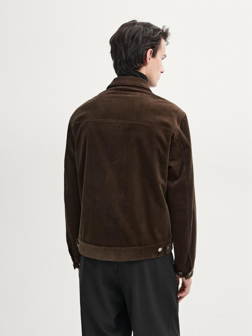 Massimo Dutti Cotton Corduroy Men Jacket Dark Brown | US-PN1547028