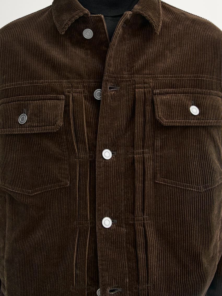 Massimo Dutti Cotton Corduroy Men Jacket Dark Brown | US-PN1547028