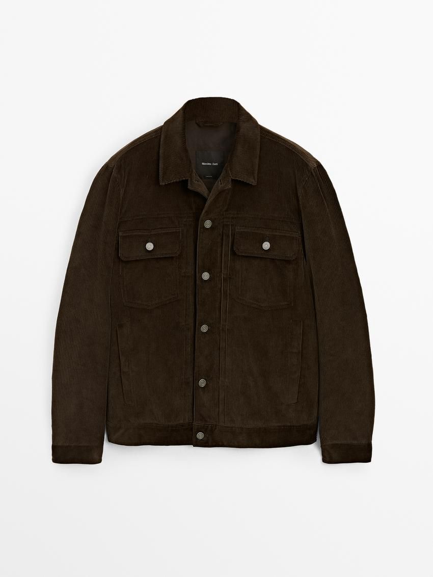 Massimo Dutti Cotton Corduroy Men Jacket Dark Brown | US-PN1547028