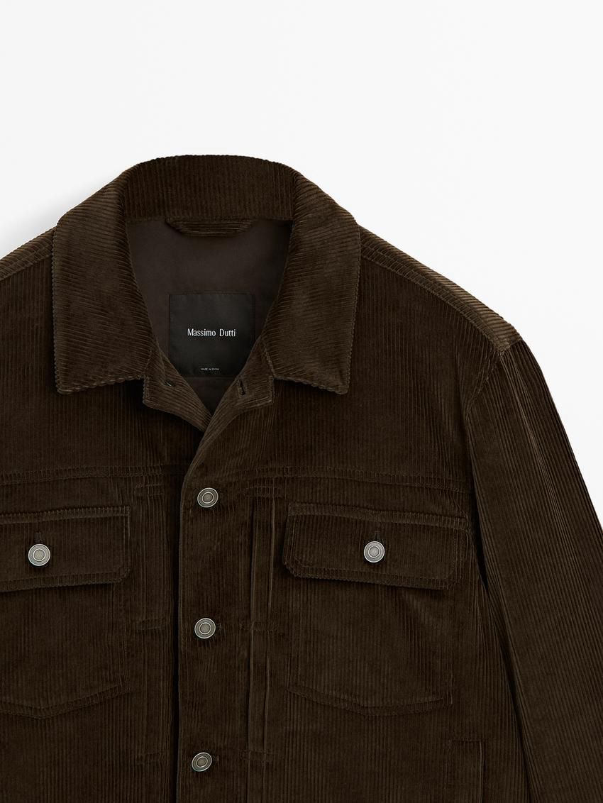 Massimo Dutti Cotton Corduroy Men Jacket Dark Brown | US-PN1547028
