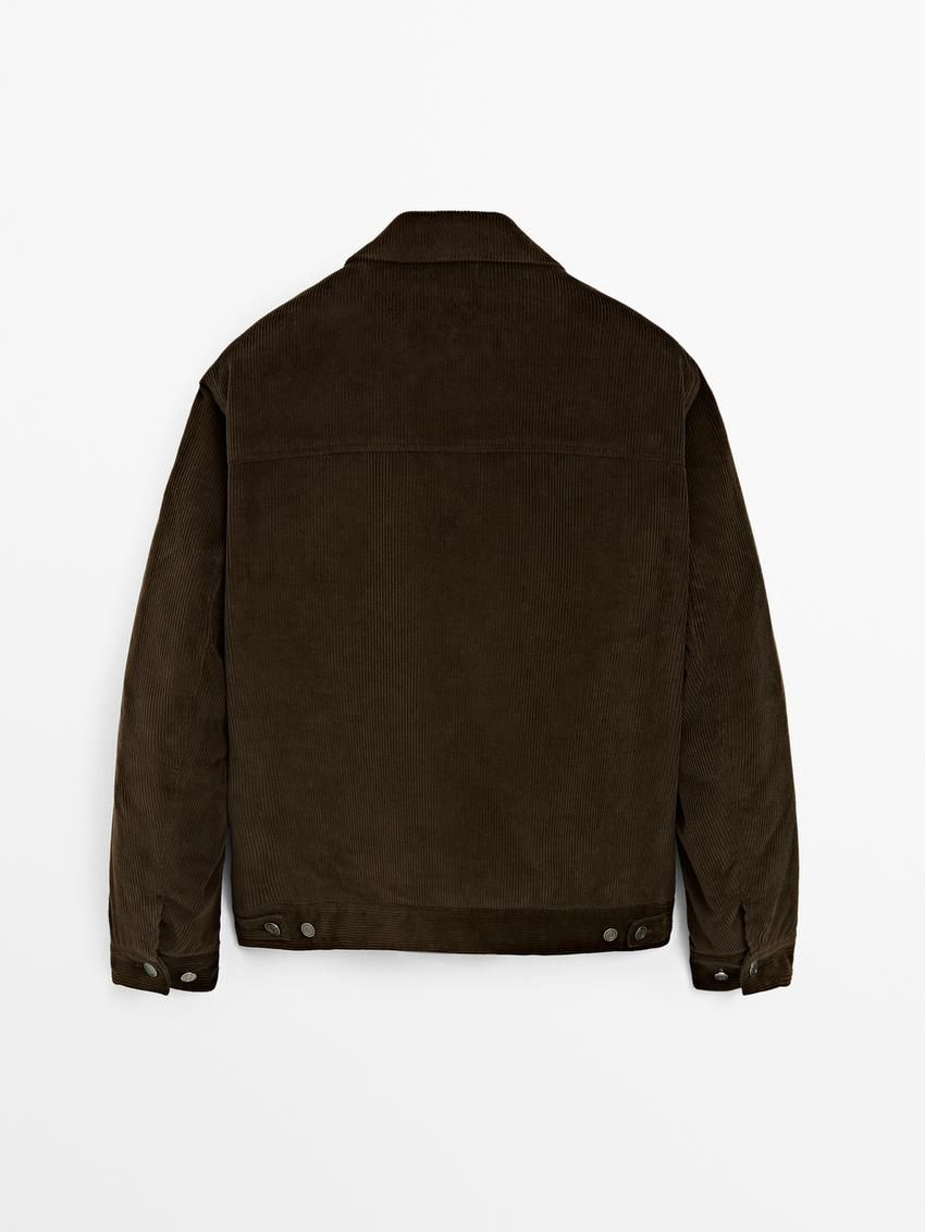Massimo Dutti Cotton Corduroy Men Jacket Dark Brown | US-PN1547028