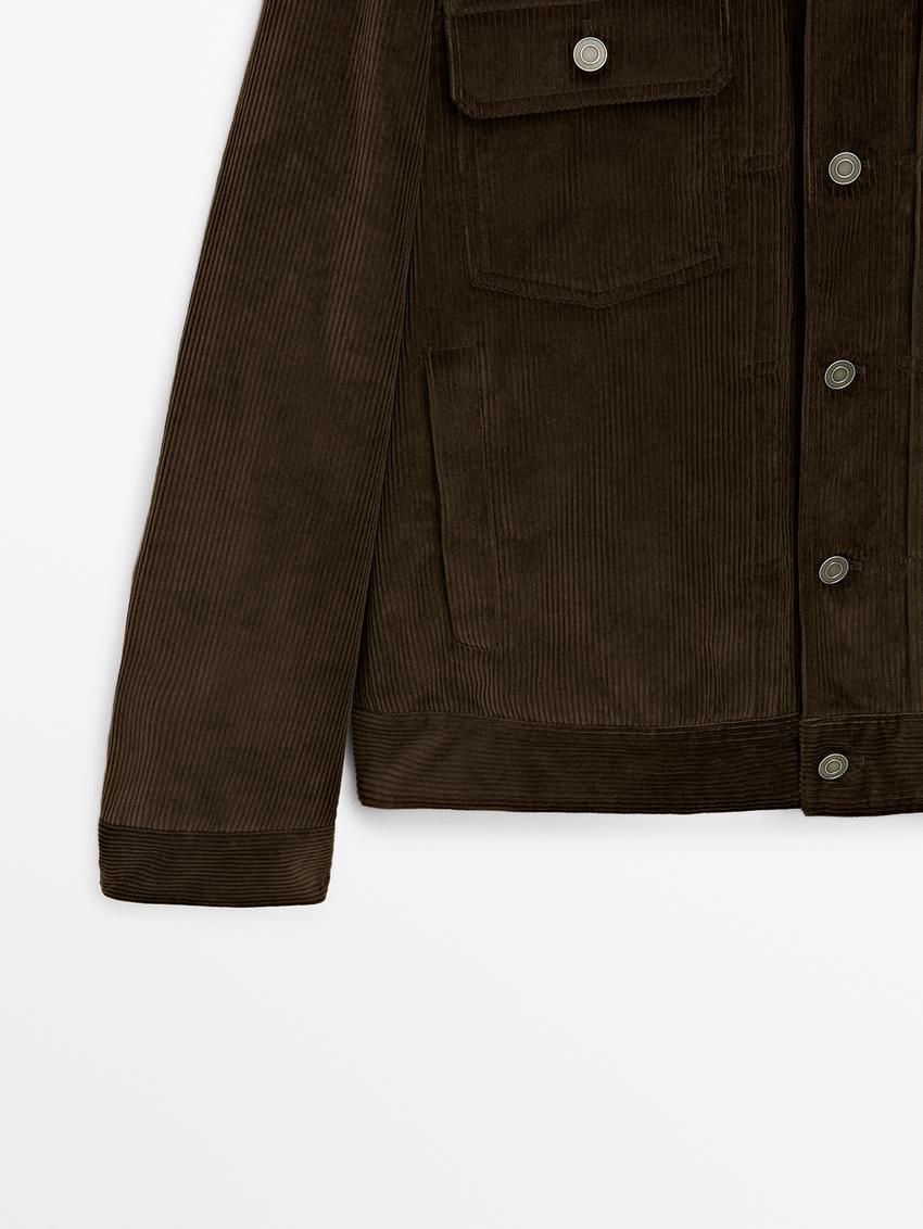 Massimo Dutti Cotton Corduroy Men Jacket Dark Brown | US-PN1547028