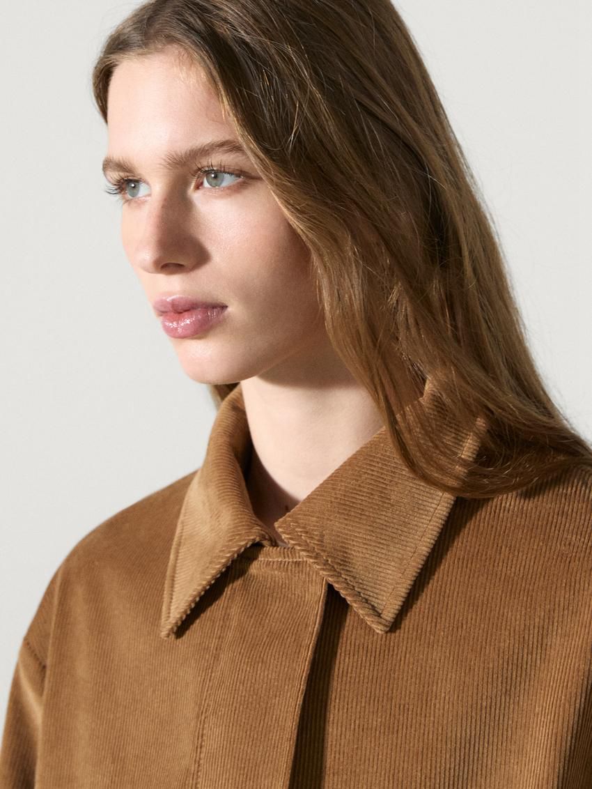 Massimo Dutti Cotton Corduroy Women Bomber Jacket Brown | US-FV0651824